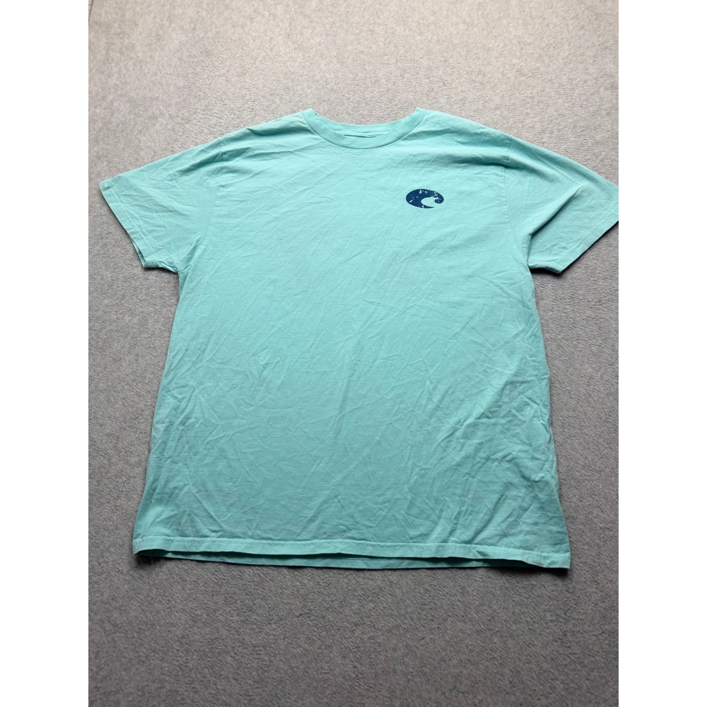 Costa Del Mar Mens T-Shirt XL Aqua Blue Short Sleeve Graphic Fishing Tee Cotton